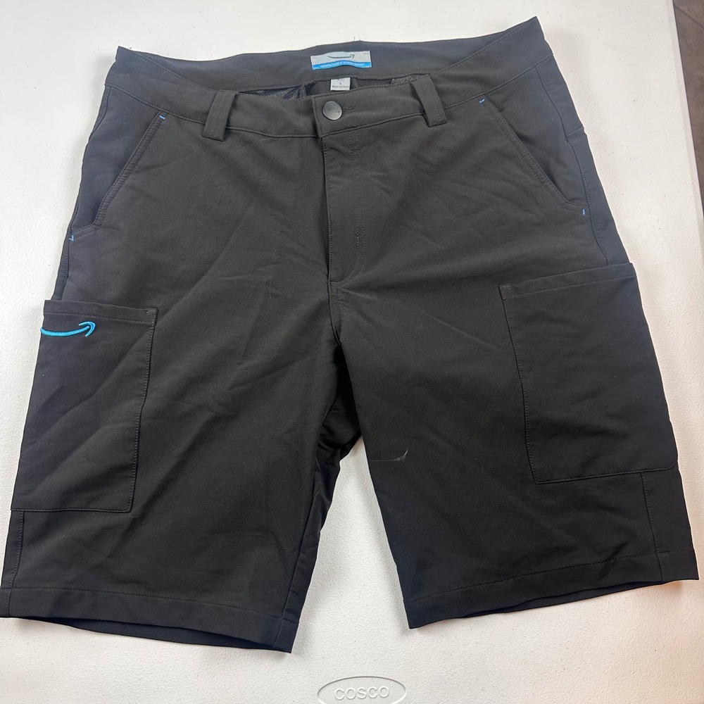 Amazon Cargo Shorts Mens Large Black Zip Outdoor Utility Performance Stretch